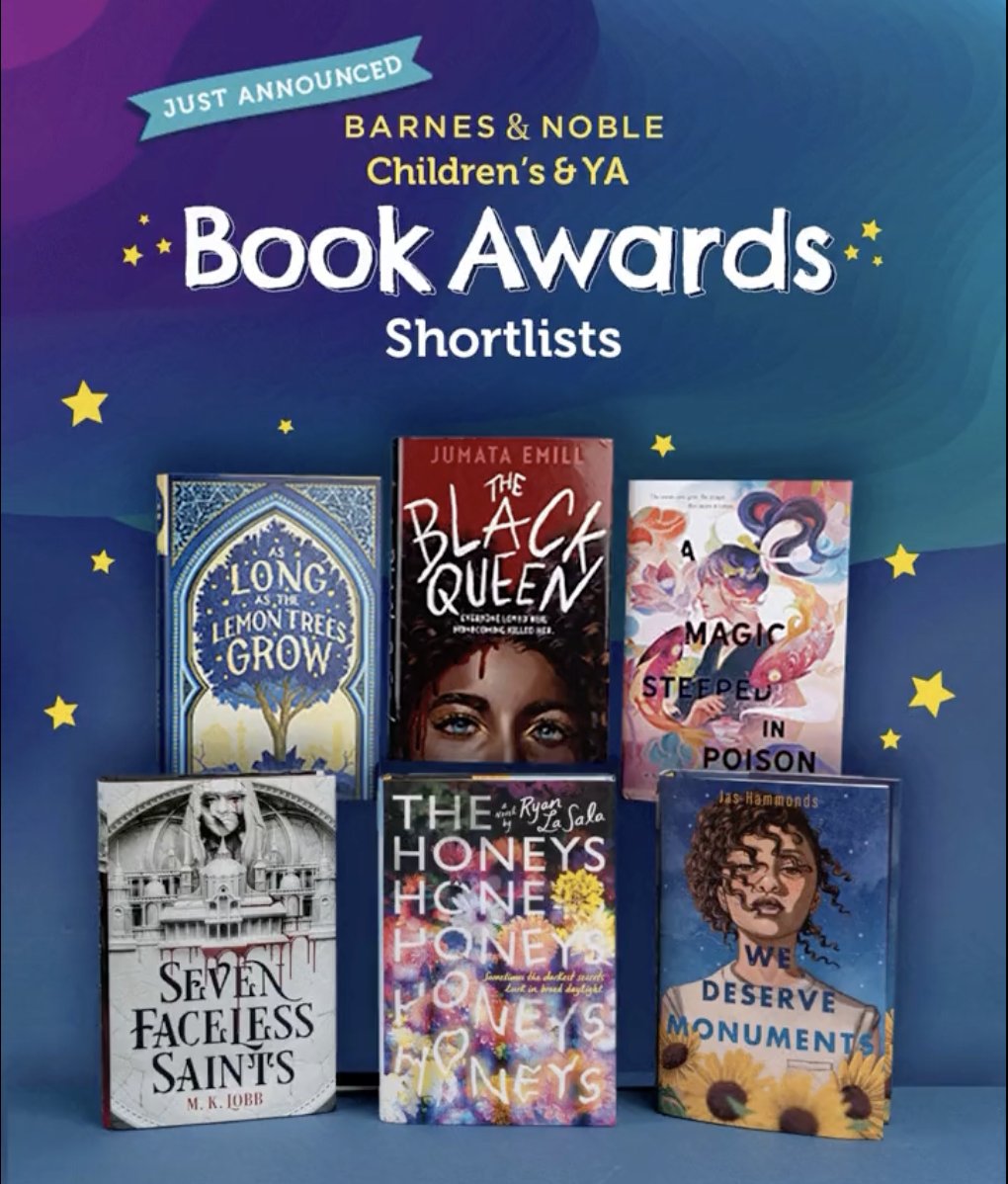 *deep breath* THE HONEYS has made the 2023 Shortlist for the Barnes & Noble YA Book Awards. A horror novel about a genderfluid teen dealing with grief, destroying binaries, and befriending murderous hot-girl beekeepers made the shortlist. I'm 🤩😭🥲✨🤠! bn.com/BookAwards