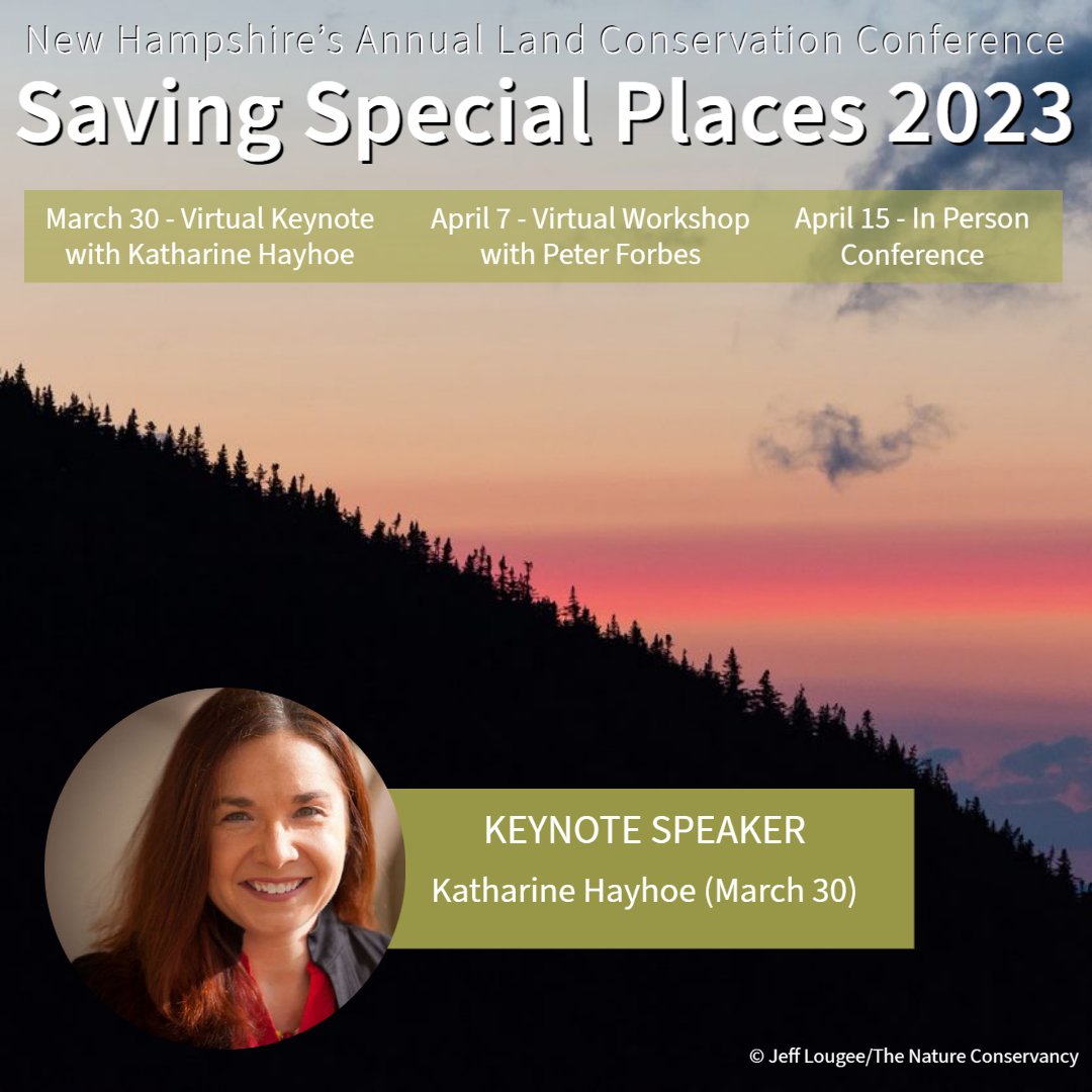 Don’t miss out on this year’s Saving Special Place’s VIRTUAL keynote session on March 30, 2023. Speaker Katharine Hayhoe, Chief Scientist for the Nature Conservancy, will address Nature-Positive Solutions for the Climate and Biodiversity Crisis.  savingspecialplaces.org