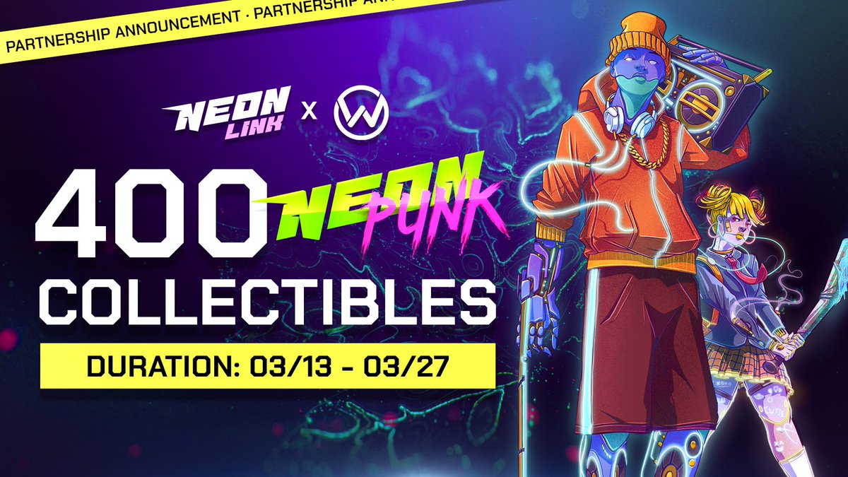 We have partnered with @NeonLinkGaming for their FREE Genesis NEON PUNKS mint!🎉

We will be distributing 400 NEON PUNKS between your favorite Waypoint content creators.🚀

Check the comments for giveaways links!🥳