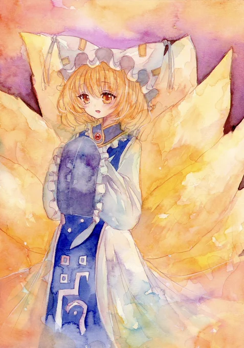 #深夜の真剣お絵描き60分一本勝負八雲藍水彩 