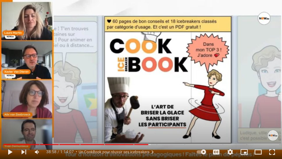 Nowbe_'s tweet image. Un CookBook d&apos;#Icebreakers pour briser la glace, sans briser les participants, créé par #openseriousgame et présenté par Yvan Demumieux ici : now.be/65-6