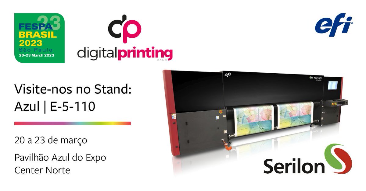 EFIPrint's tweet image. Amplie sua vantagem competitiva na FESPA Brasil! Veja a impressora de produção de nível básico EFI #Pro30h híbrida de mesa/alimentação por rolo LED de 3,2 metros em ação. Agendar uma reunião ou demonstração durante o show: go.efi.com/pt_fespabrazil…?