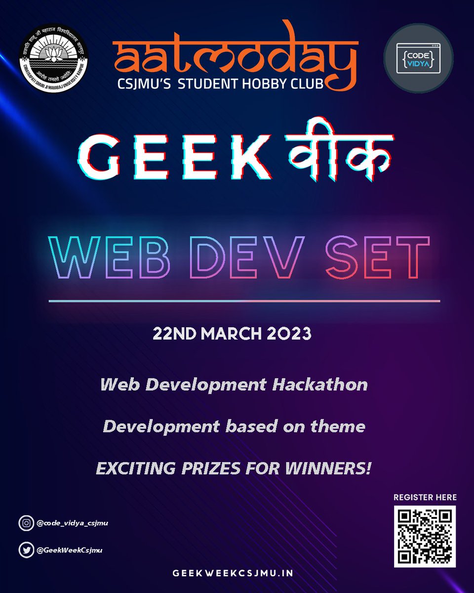 GeekWeekCsjmu's tweet photo. "Ready, set, code! 💻🚀 Join us for day 3 of #GeekWeek as we dive into the world of web development. Our hackathon theme is set and we're excited to see what amazing projects you'll create! #WebDevSet #Hackathon #CodingChallenge". https://t.co/SEBSfOn3dm