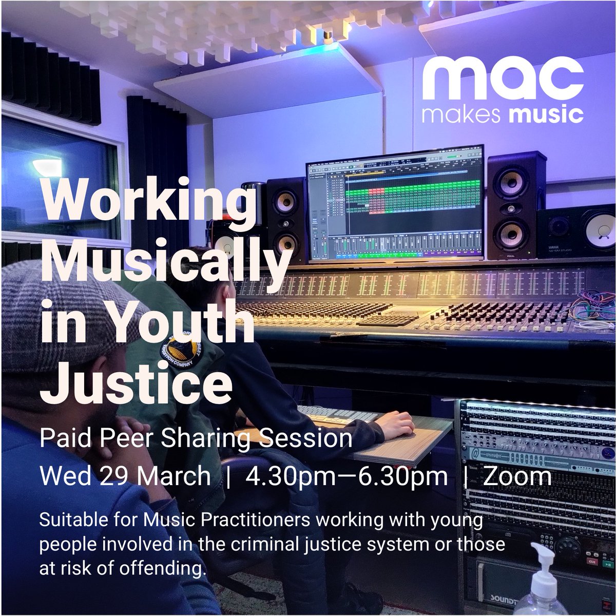 macmakesmusic's tweet photo. We are looking to connect with Music Practitioners working with young people involved in the criminal justice system or those at risk. We are hosting another paid peer sharing opportunity at the end of March. Find out more https://t.co/m4Hi2RJD8o
#YouthJustice #MusicinPrisons https://t.co/ihpkokbMVq