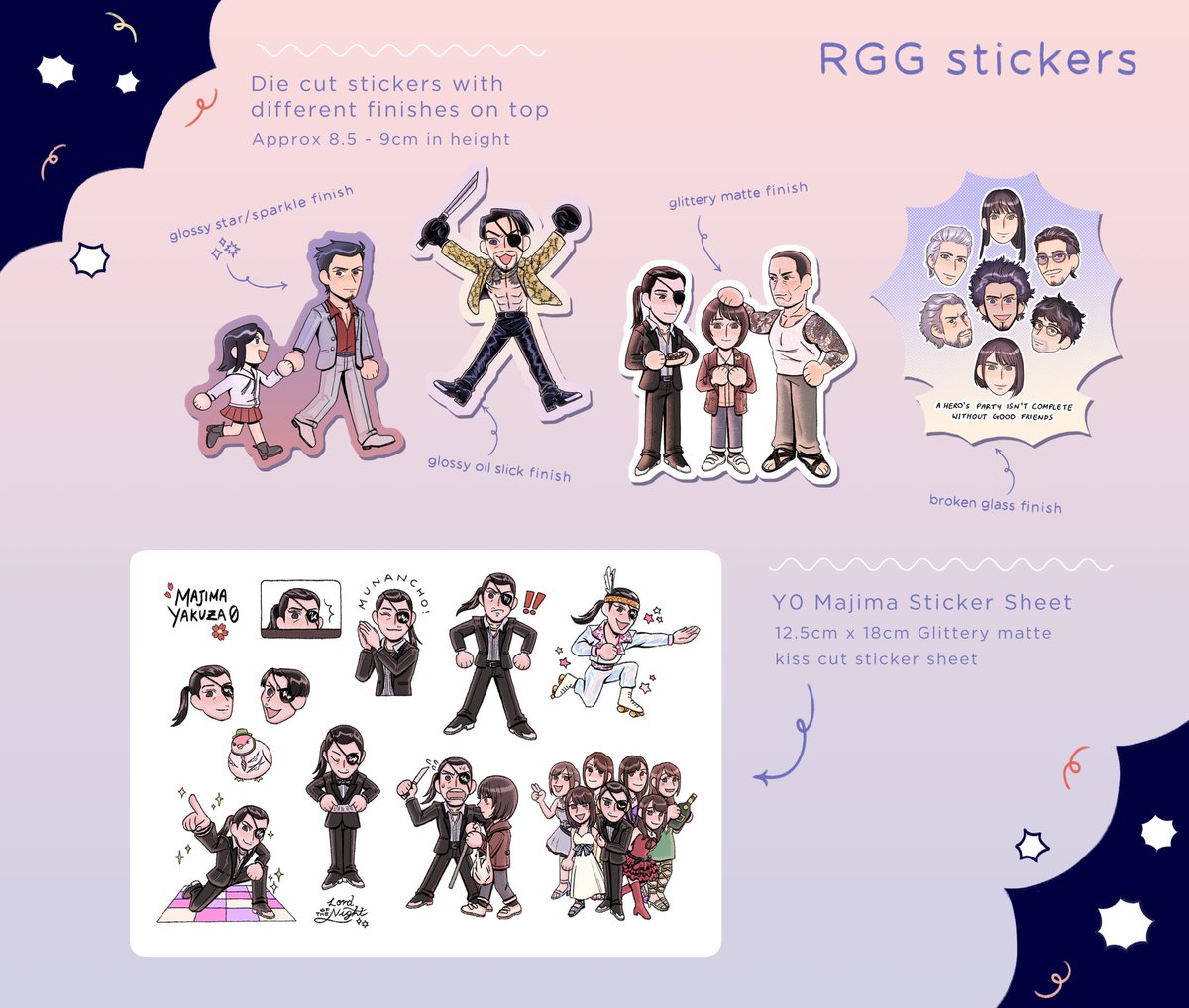 karrotsoupp's tweet photo. 💫RTs are appreciated!💫
Here's my official sh0p launch!! (whoo this took me too long!) With RGG goodness and a new Disco Elysium sticker sheet! 🌟

(Link to it below!) https://t.co/Z9pEAj7aSf