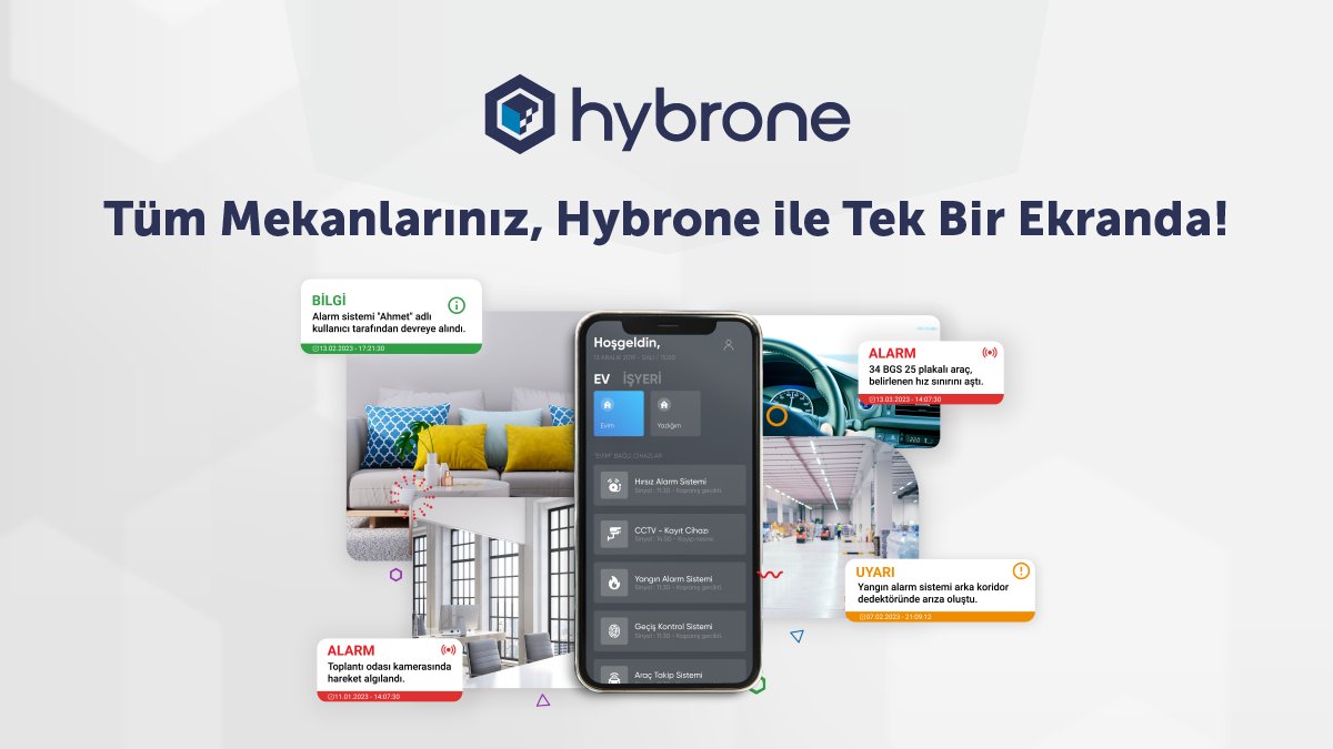 BigesEng's tweet photo. Eviniz, işyeriniz, deponuz, araçlarınız ve sahip olduğunuz diğer tüm mekanlardaki tüm güvenlik ve IoT sistemleri, Hybrone ile bir ekranda yönetiliyor. Türkiye'nin İlk Bulut Tabanlı Güvenlik ve IoT Platformu Hybrone ile tanışın, daha güvenli ve konforlu bir hayata adım atın. https://t.co/ZDxay3kv2d