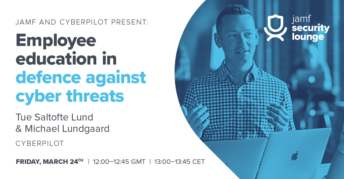 Join me for the Jamf Security Lounge on March 24 for a discussion about how to educate employees on detecting cyber threats, examples of phishing attacks and and their impact, and more! #jamfsecuritylounge

Register here: infl.tv/l6GZ