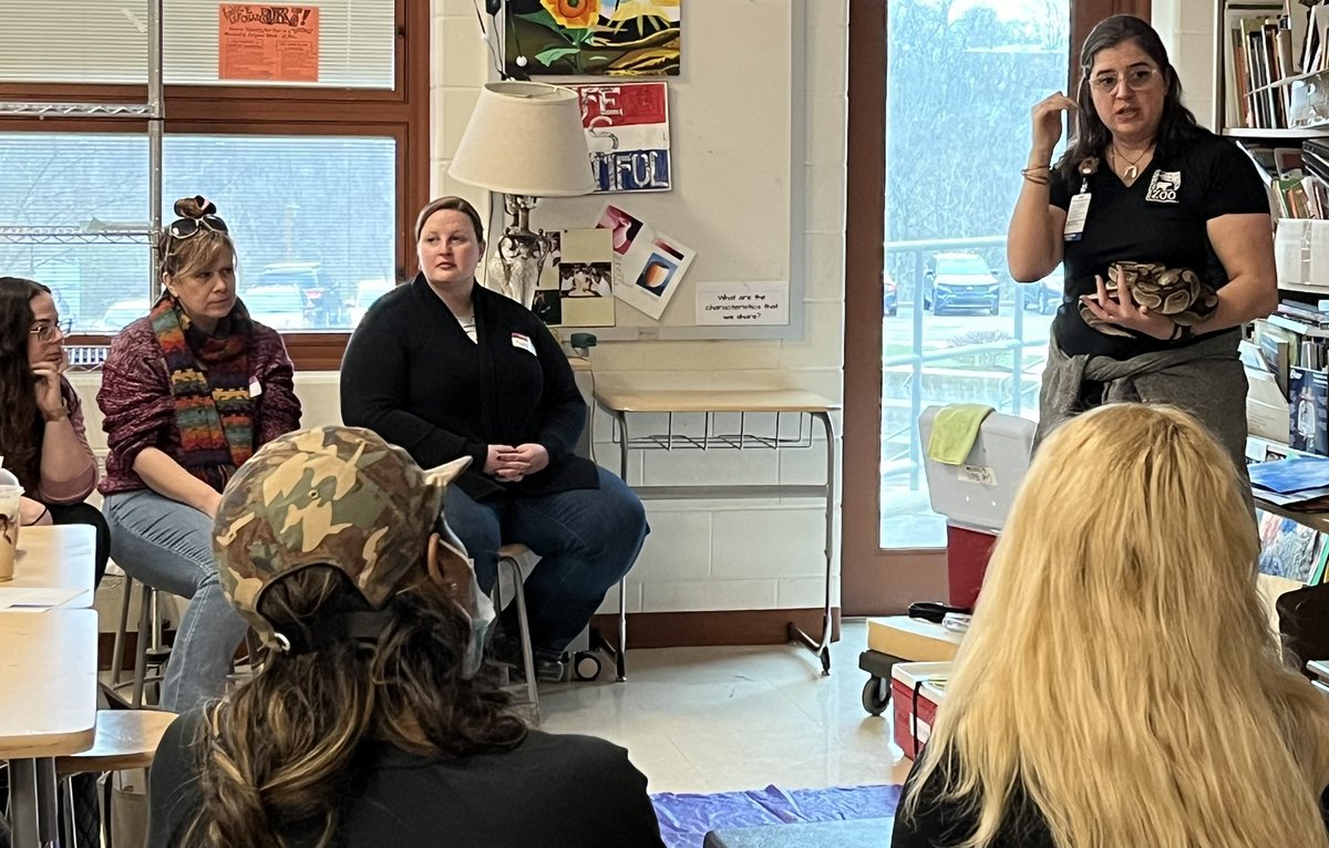 Liz29401's tweet photo. @IamCPS science teachers are loving the Animal Encounter program and professional learning from the @CincinnatiZoo this morning. Thank for partnering!! #CPSBePresent https://t.co/DmGKnCNc7S