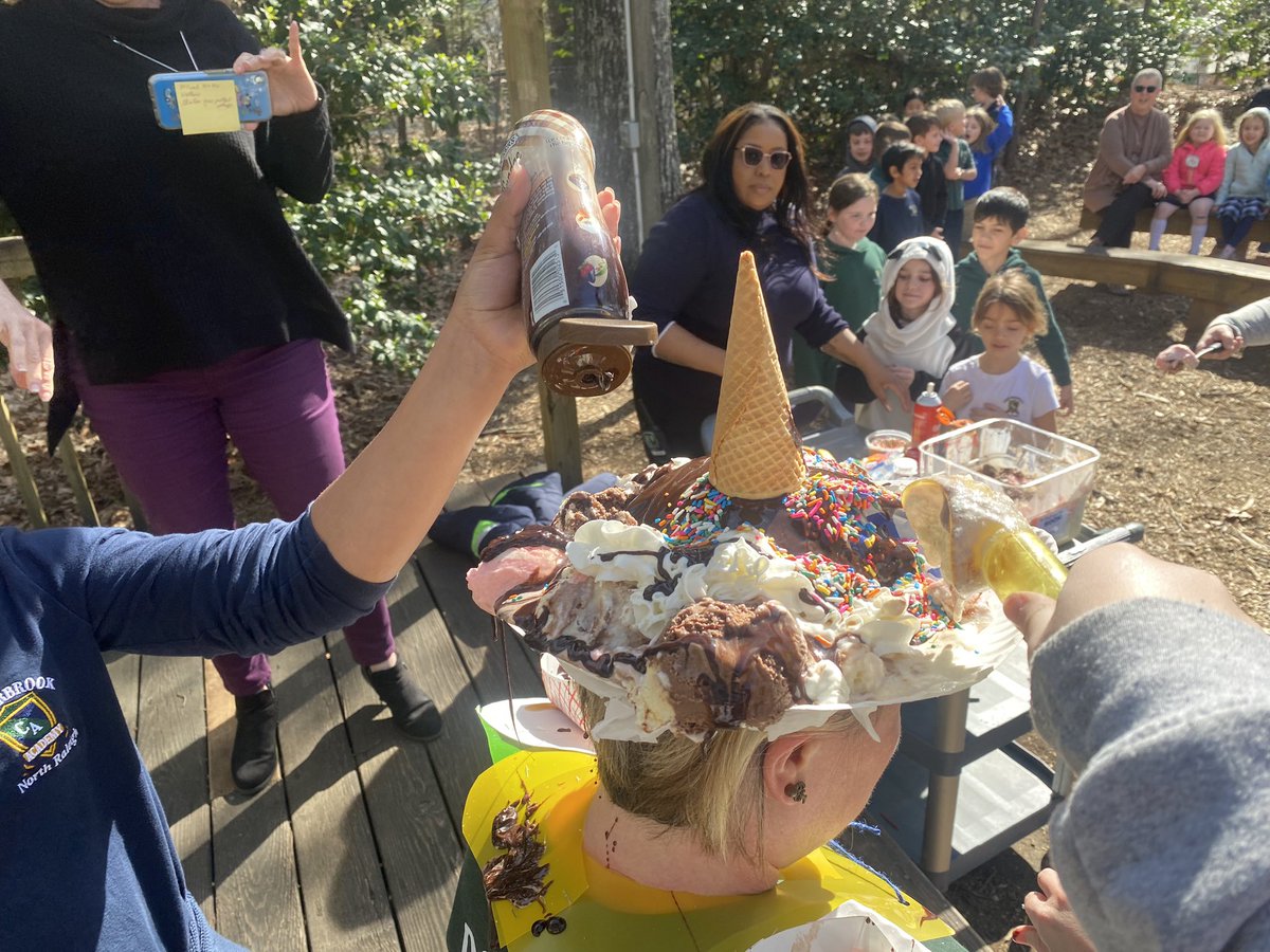 CBANorthRaleigh's tweet image. Second grade is currently ranked #1 in the state for First in Math! To celebrate we had all of second grade participate in dumping an ice cream sundae on our VP Mrs.Baroody! 🐬🍦🥇 #dolphinpride #FirstInMath