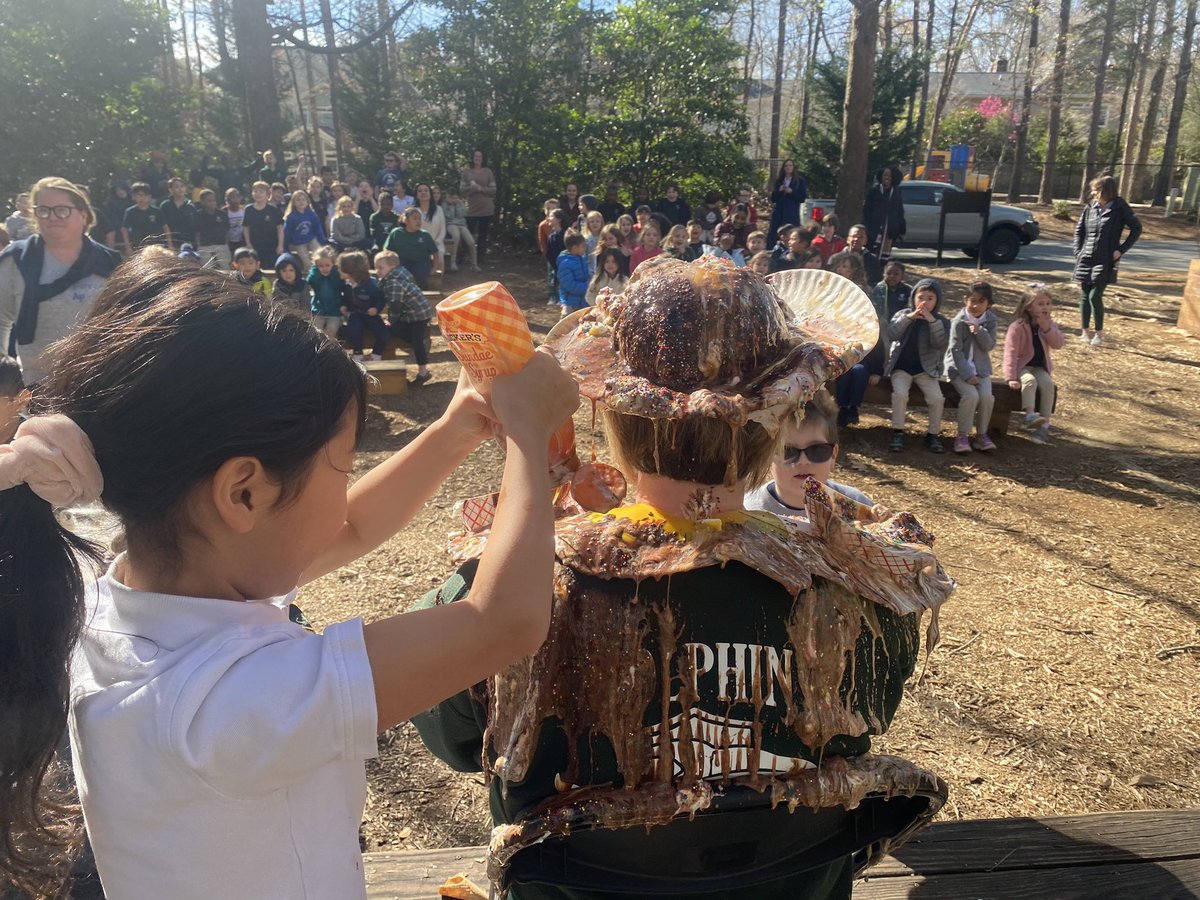 CBANorthRaleigh's tweet image. Second grade is currently ranked #1 in the state for First in Math! To celebrate we had all of second grade participate in dumping an ice cream sundae on our VP Mrs.Baroody! 🐬🍦🥇 #dolphinpride #FirstInMath