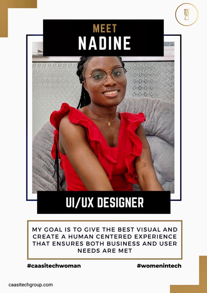 caasitech's tweet photo. Meet Nadine, a passionate UI/UX Designer at Caasitech Group, dedicated to creating user-centered experiences for all. I strive to be the happiest and most successful version of myself, both professionally and personally.
#UIUXDesigner
#CaasitechGroup
#Caasitechwoman https://t.co/zeXp5XWFXB