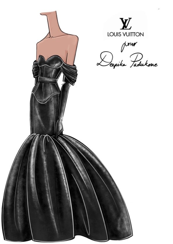 Deepika Padukone FC on X: [Pic] Exclusive look at the original sketch of Deepika  Padukone's Louis Vuitton gown #DeepikaAtOscars  / X