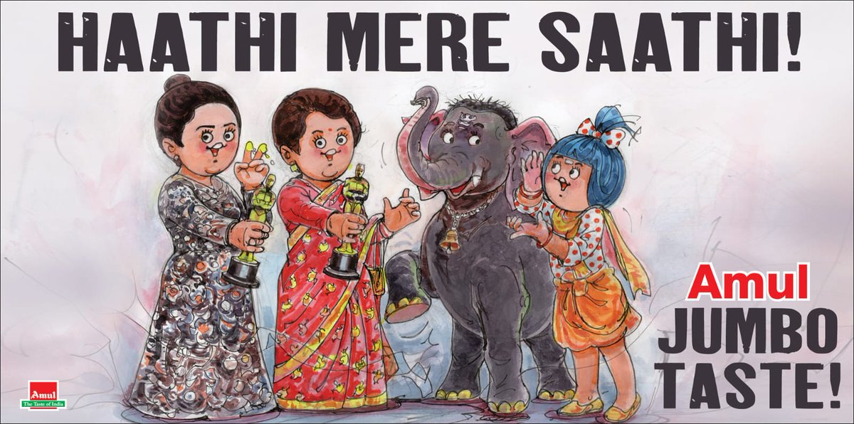 #Amul Topical: The Elephant Whisperers wins Best Documentary Short Film at Oscars!