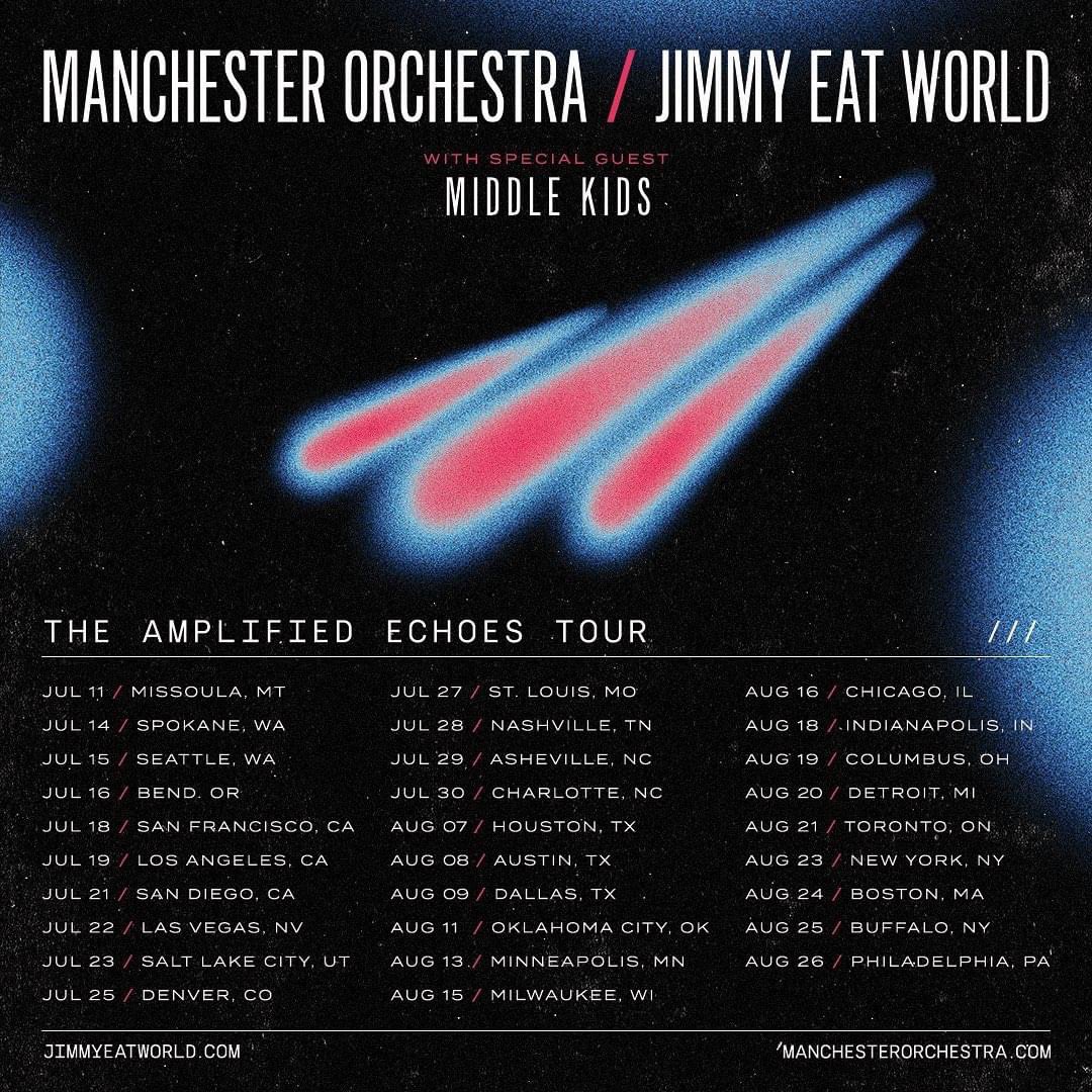 THE AMPLIFIED ECHOES TOUR SUMMER 2023 @jimmyeatworld @MiddleKidsMusic (tickets on sale Thursday)