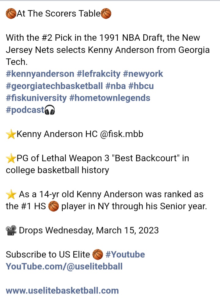 _melowilliams's tweet photo. 🏀At The Scorers Table🏀

With the #2 Pick in the 1991 NBA Draft, the New Jersey Nets selects Kenny Anderson from Georgia Tech. 
#kennyanderson #lefrakcity #newyork #georgiatechbasketball #nba #hbcu #fiskuniversity #hometownlegends
#podcast🎧

⭐Kenny Anderson HC @FiskMBB https://t.co/5DiBjtTmUj