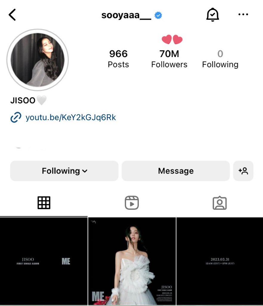 JISOOKIMDOTCOM's tweet photo. JISOO (@.sooyaaa__)  with 70M followers on Instagram before her solo debut

#JISOO70MPARTY 🎉 https://t.co/z2yxhiMpjB