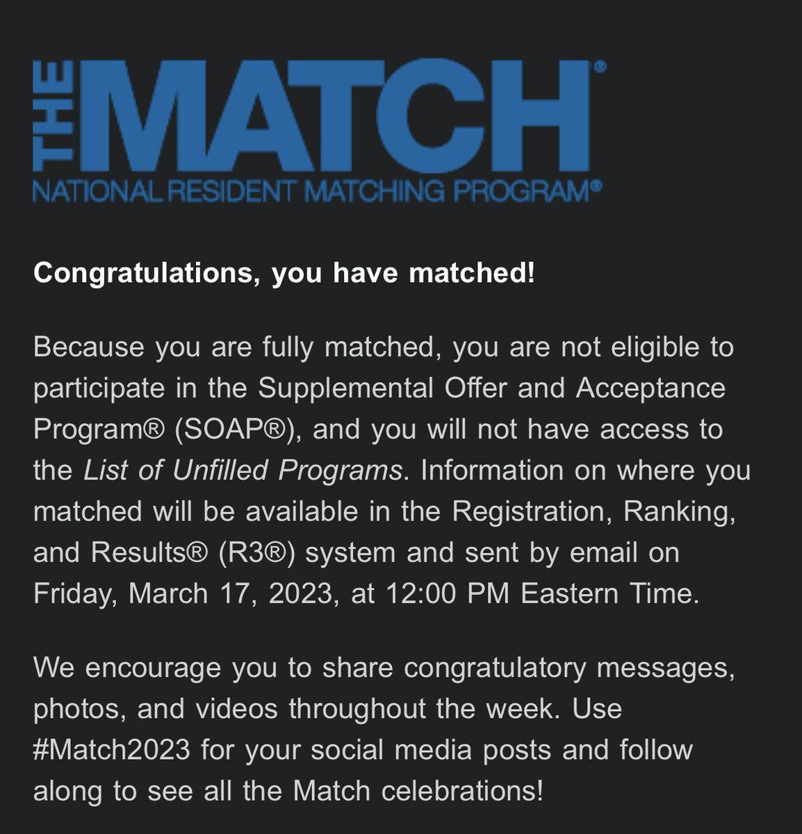 n_williams304's tweet image. It’s a match!! Excited to find out where I’m headed on Friday! So blessed and grateful #pathology #PathMatch2023