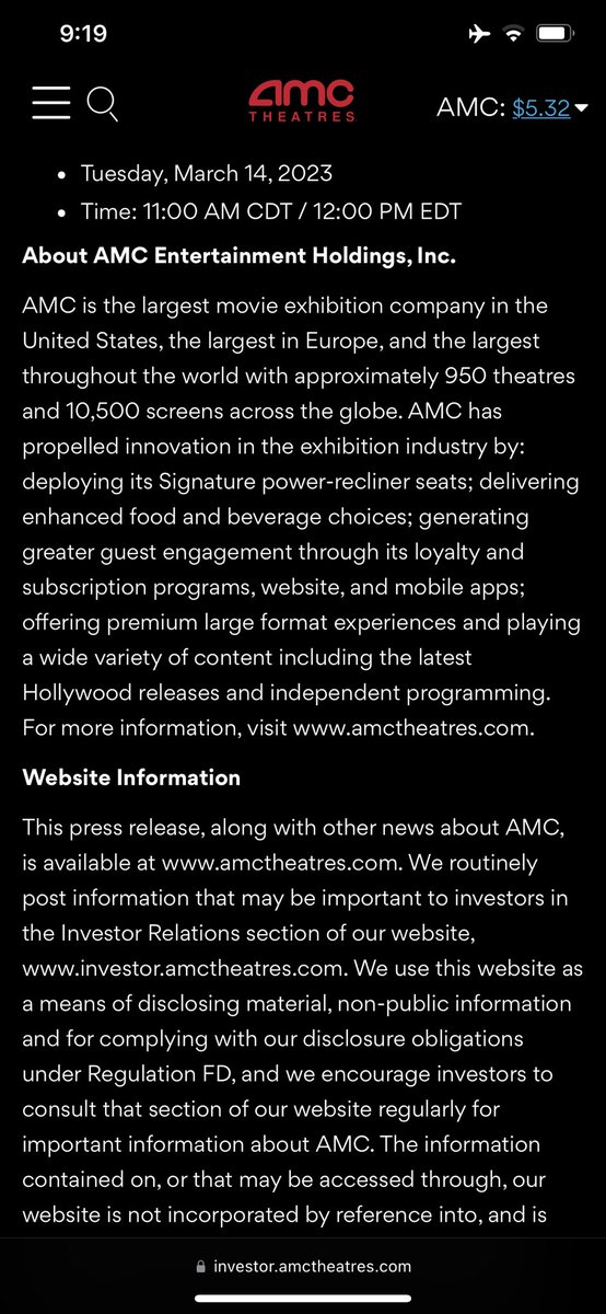 AMC Entertainment Holdings, Inc. to Host Special Meeting of Stockholders Webcast. #AMCNOTLEAVING #amc #AMCSTRONG #AMCStock $amc $ape