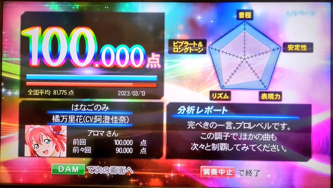 素点600曲目のキリ番👀✨はなごのみ 7%495！！！👊👊ニセコイの橘さんのキャラソン💐マイナー曲だけどめっちゃ好きだか