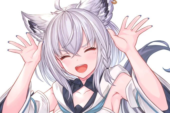 遅くなっちゃったけどフブちゃんとクロちゃん描きました!!楽しかったからまたやりたい!!!!#ホロライブヴィラン #絵フブキ  