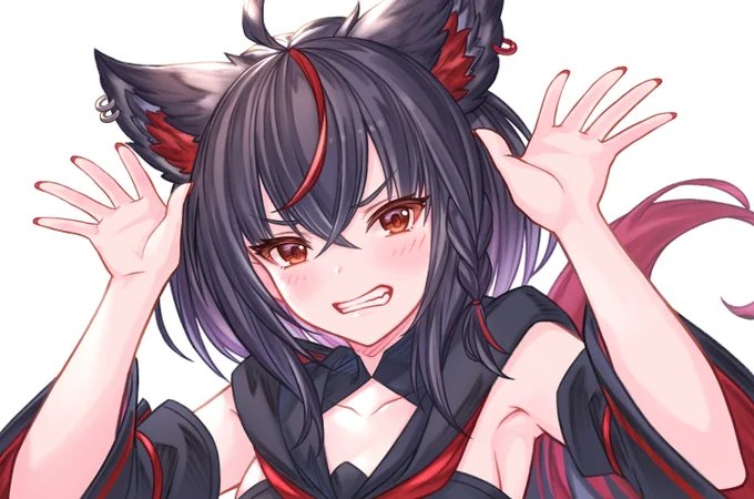 遅くなっちゃったけどフブちゃんとクロちゃん描きました!!楽しかったからまたやりたい!!!!#ホロライブヴィラン #絵フブキ  