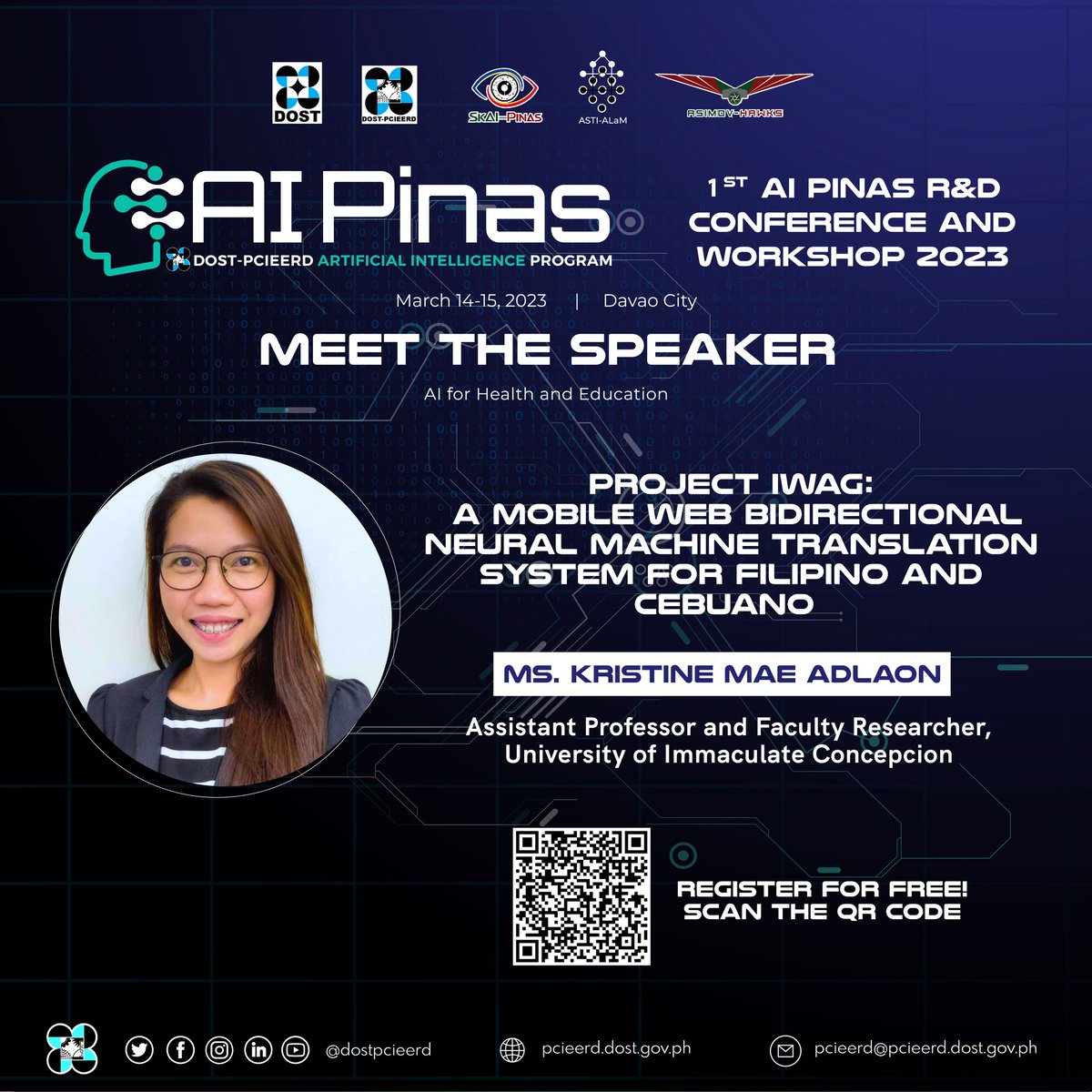 dostpcieerd's tweet photo. @DOSTphl This event is co-organized by DOST-PCIEERD, SkAI-ALaM, ASTI-ALaM, and ASIMOV-HAWKS.

#artificialintelligence #innovation4u #OneDOST4U #ScienceForThePeople @DOSTASTI @UPMindanao https://t.co/MJSo6My63B
