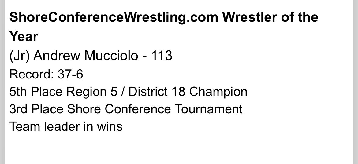 Andrew Mucciolo (@muccioloandrew) on Twitter photo Honored to be named Manalapan’s wrestler of the year! <a href="/GoMVB/">GoMVB Get Seen. Get Serious. Get to the Next Level</a> Honored to be named Manalapan’s wrestler of the year! <a href="/GoMVB/">GoMVB Get Seen. Get Serious. Get to the Next Level</a>