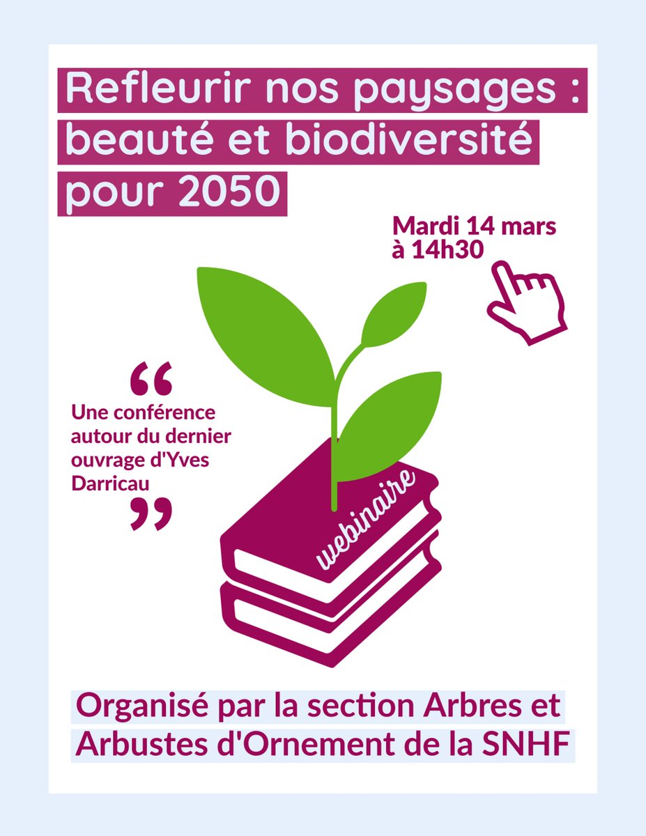 Demain, dans le webinaire Refleurir nos paysages : beauté et biodiversité pour 2050, Y. Darricau proposera 2 pistes pour rétablir la diversité végétale :  des pratiques paysagères imaginatives et l'adaptation de la palette végétale à l’évolution du #climat
cutt.ly/h84onSu