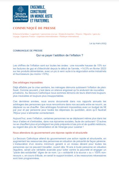 Secours_Catho's tweet photo. [#CP #Inflation]
Qui va payer l’addition de l’inflation ?
La Secours Catholique attend du gouvernement une action rapide et structurelle, en augmentant les ressources des personnes en situation de précarité de façon pérenne
✍️👉https://t.co/lE8zi8ifEw https://t.co/5gW9EOBypA