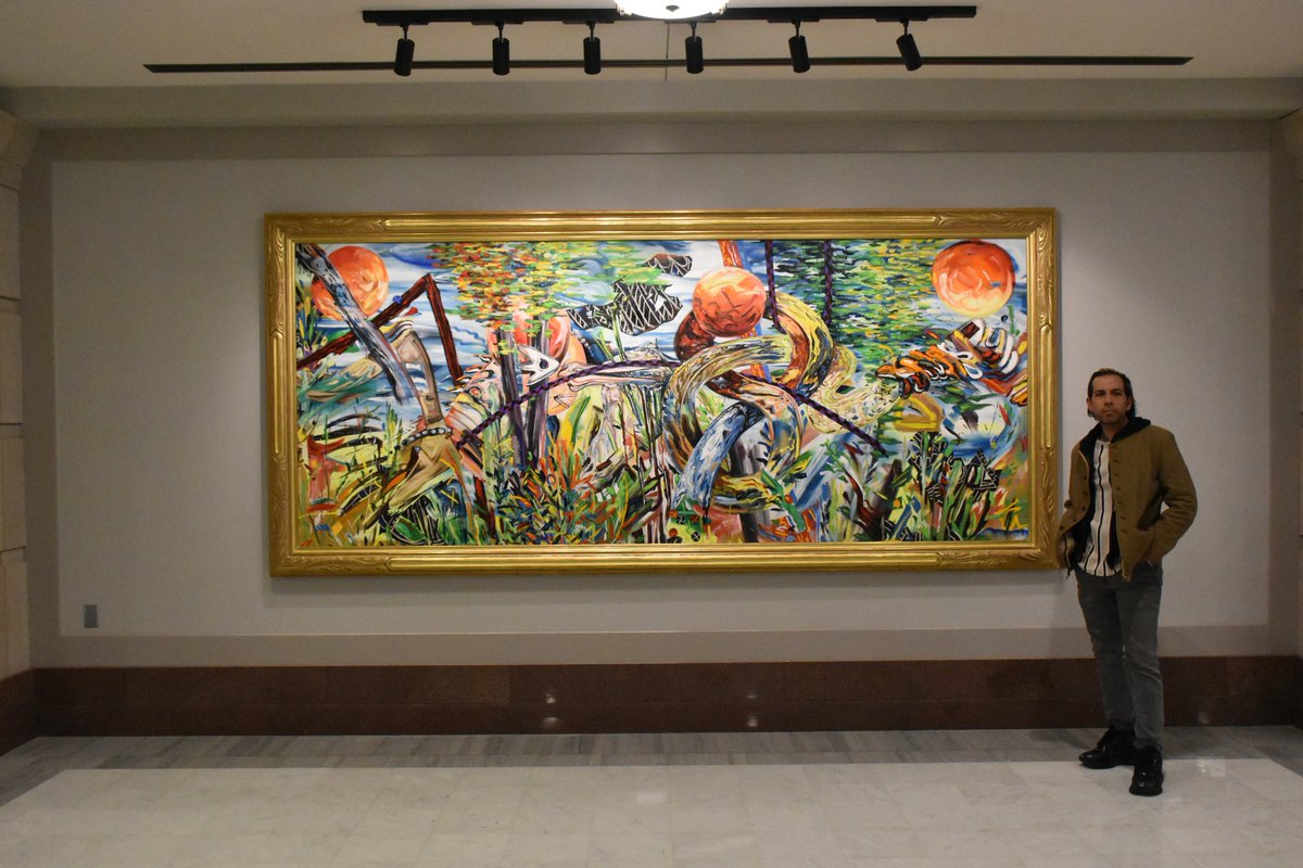 OKContemporary's tweet image. Have you seen the new @Yatikafields painting at the Oklahoma State Capitol? The Bright Golden Haze artist will also have work on view with us in ArtNow 2023.