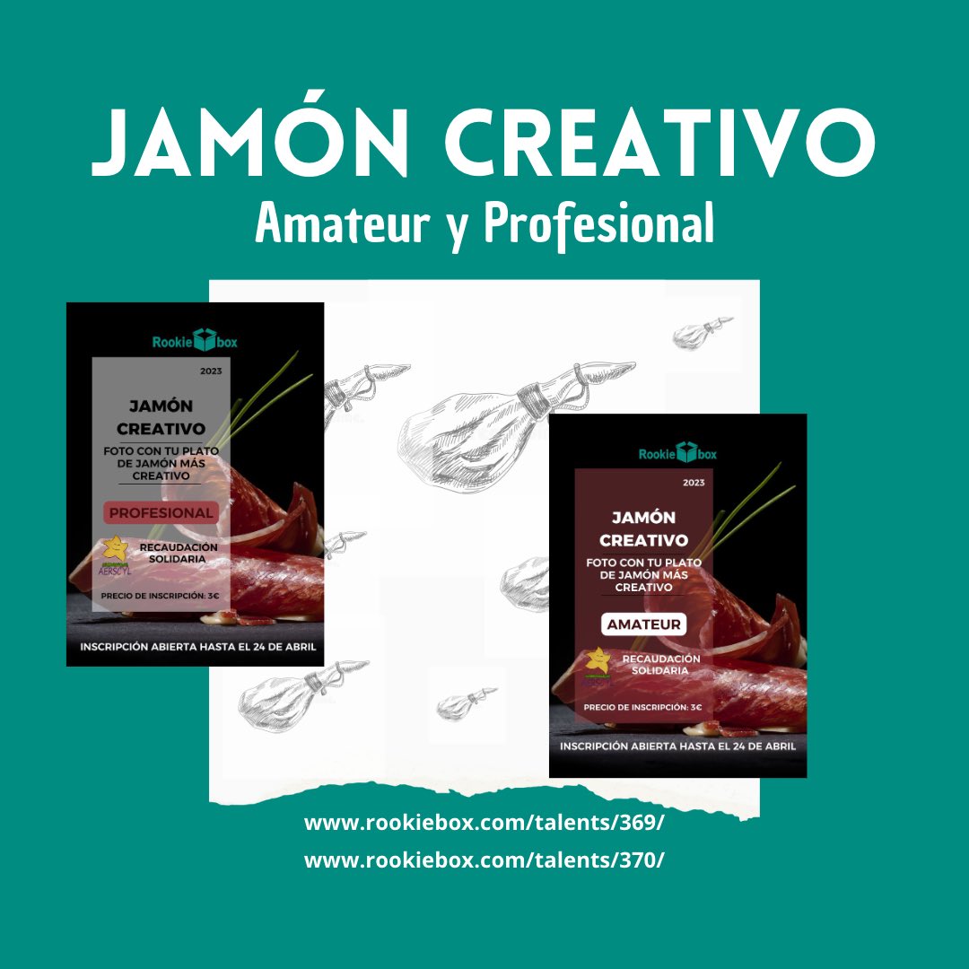 Arranca un nuevo eTalent 

Jamón Creativo con dos categorías, amateur y profesional.

Entra en: 

Rookiebox.com