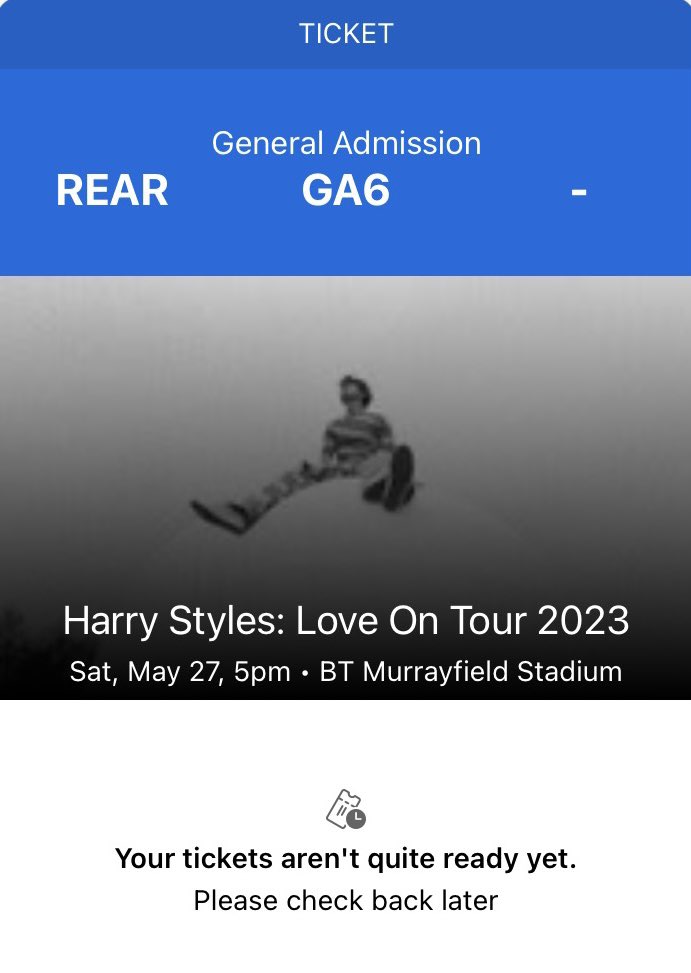 bobynn's tweet photo. selling x3 Harry Styles tickets for Edinburgh (Saturday 27th May) if anybody is interested - Rear Pitch Standing https://t.co/MNr6r2scfY