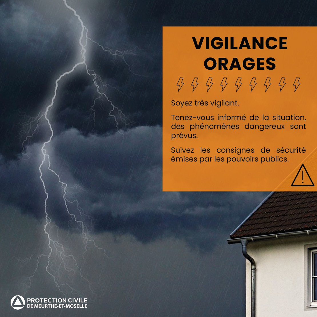 Protec54's tweet photo. #Meteo54
Vigilance 🟠 sur le @Departement54
Bulletin d'information @meteofrance : "une dégradation orageuse va balayer en fin de journée une partie nord-est du pays, avec de fortes rafales de vent, de fortes pluies et de la grêle."
Restez prudents. https://t.co/cNPURJnuql