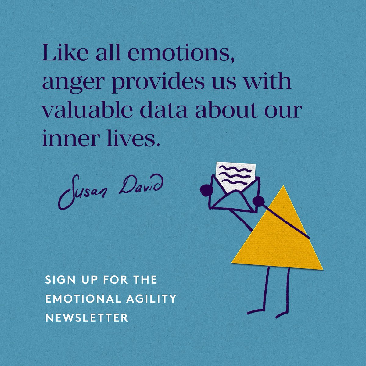 SusanDavid_PhD's tweet photo. Did you grow up believing that anger was wrong?

In tomorrow's newsletter, I’ll share five journaling prompts that help us investigate our anger—a valuable and powerful emotion—with curiosity instead of judgment.
Sign up to receive it here: https://t.co/c6T9kyArDq https://t.co/sJDB1J1M4l