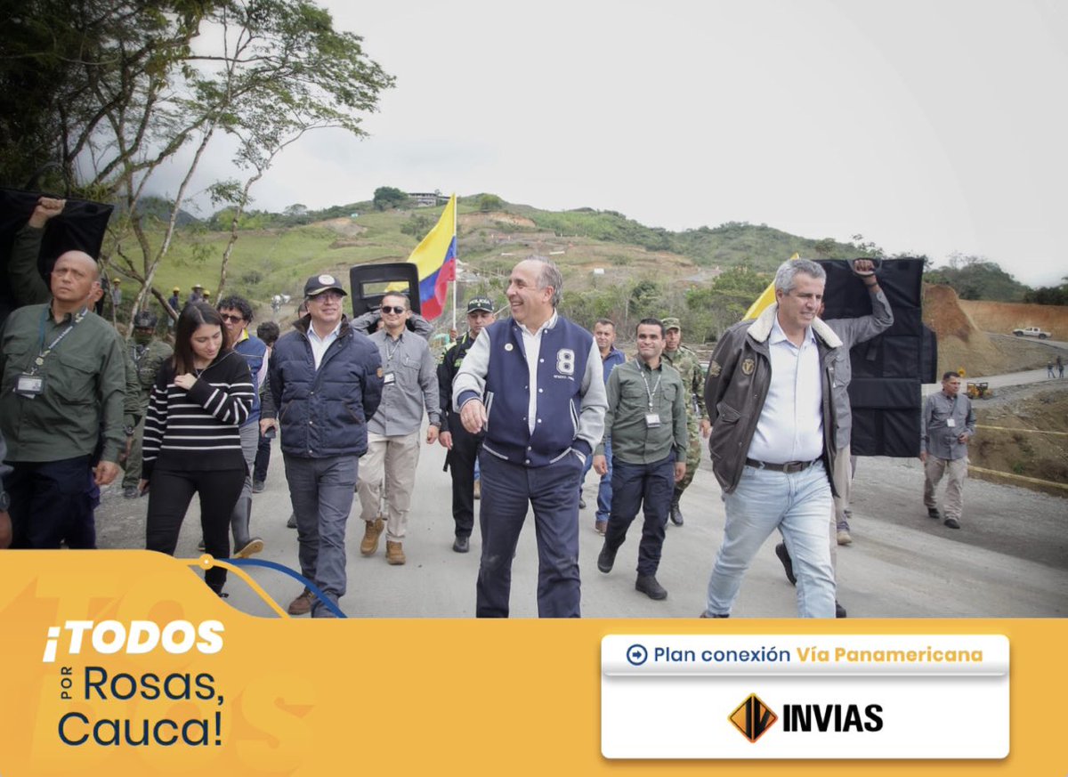 Invías (@inviasoficial) on Twitter photo #AEstaHora | El Presidente de la República, <a href="/petrogustavo/">Gustavo Petro</a>; junto al @MinistroReyes y el director General del Invías, <a href="/JuanAlfonsoLU/">Juan Alfonso Latorre</a>, pone al servicio la ruta alterna provisional Conexión Vía Panamericana en Rosas, Cauca. #AEstaHora | El Presidente de la República, <a href="/petrogustavo/">Gustavo Petro</a>; junto al @MinistroReyes y el director General del Invías, <a href="/JuanAlfonsoLU/">Juan Alfonso Latorre</a>, pone al servicio la ruta alterna provisional Conexión Vía Panamericana en Rosas, Cauca.