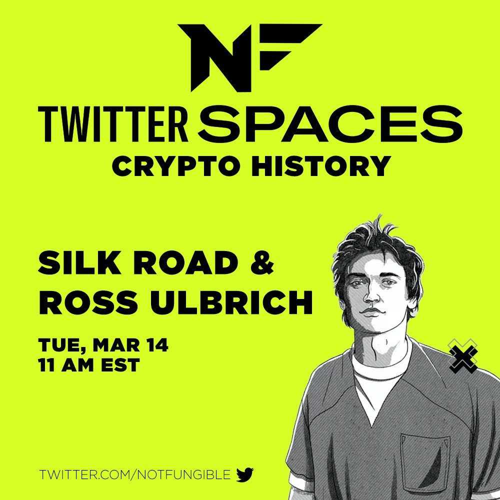 NotFungible's tweet photo. Ross Ulbrich put his life on the line to make the libertarian case that individuals should be able to decide who to interact with and what to buy – a similar aim to the #Bitcoin network.

Let's talk about it! 
https://t.co/JZBYSdTIyf

🎙️ Hosted by @Plotskis &amp; @CryptoSteveWand https://t.co/IhvXdIpWFX