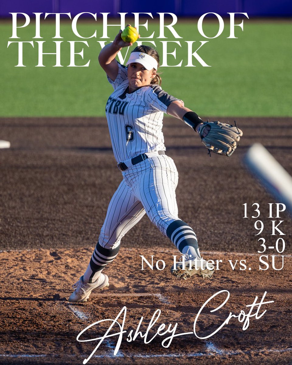 ETBU_Softball's tweet photo. Congrats @ashleycrofty on being ASC Pitcher of the Week 

#TexasTigers #TigersUnite #ValorGals https://t.co/7V2l6Rp1n6