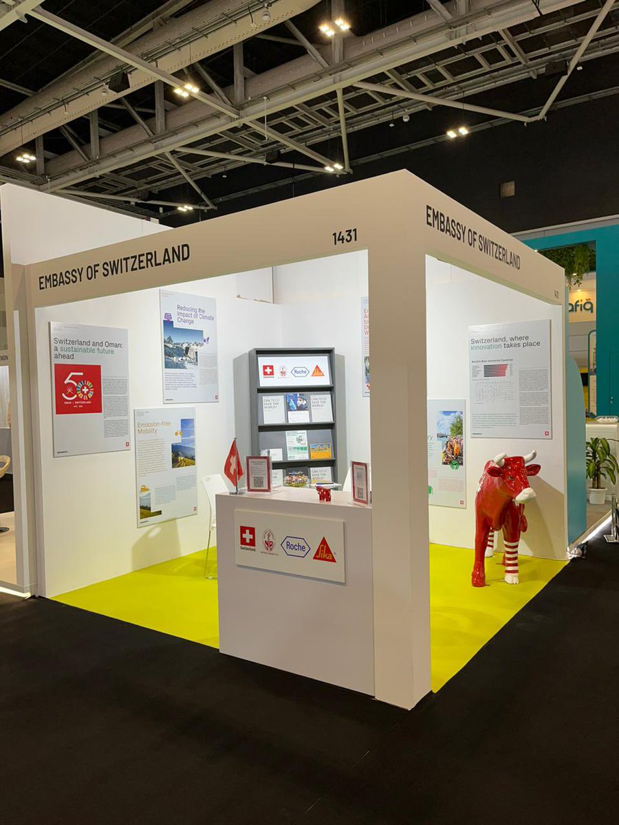 SwissAmbOman's tweet photo. Join us at the #Swiss Pavilion at the #OmanSustainabilityWeek (@oman_week) at @OmanConvention, where we showcase #cleantech and innovative solutions to address #sustainability. Thanks to @HofSwitzerland, @Roche and @OmanSika for the partnerships.
#osw #50yearsSwissOman https://t.co/rwyGSvgHRB