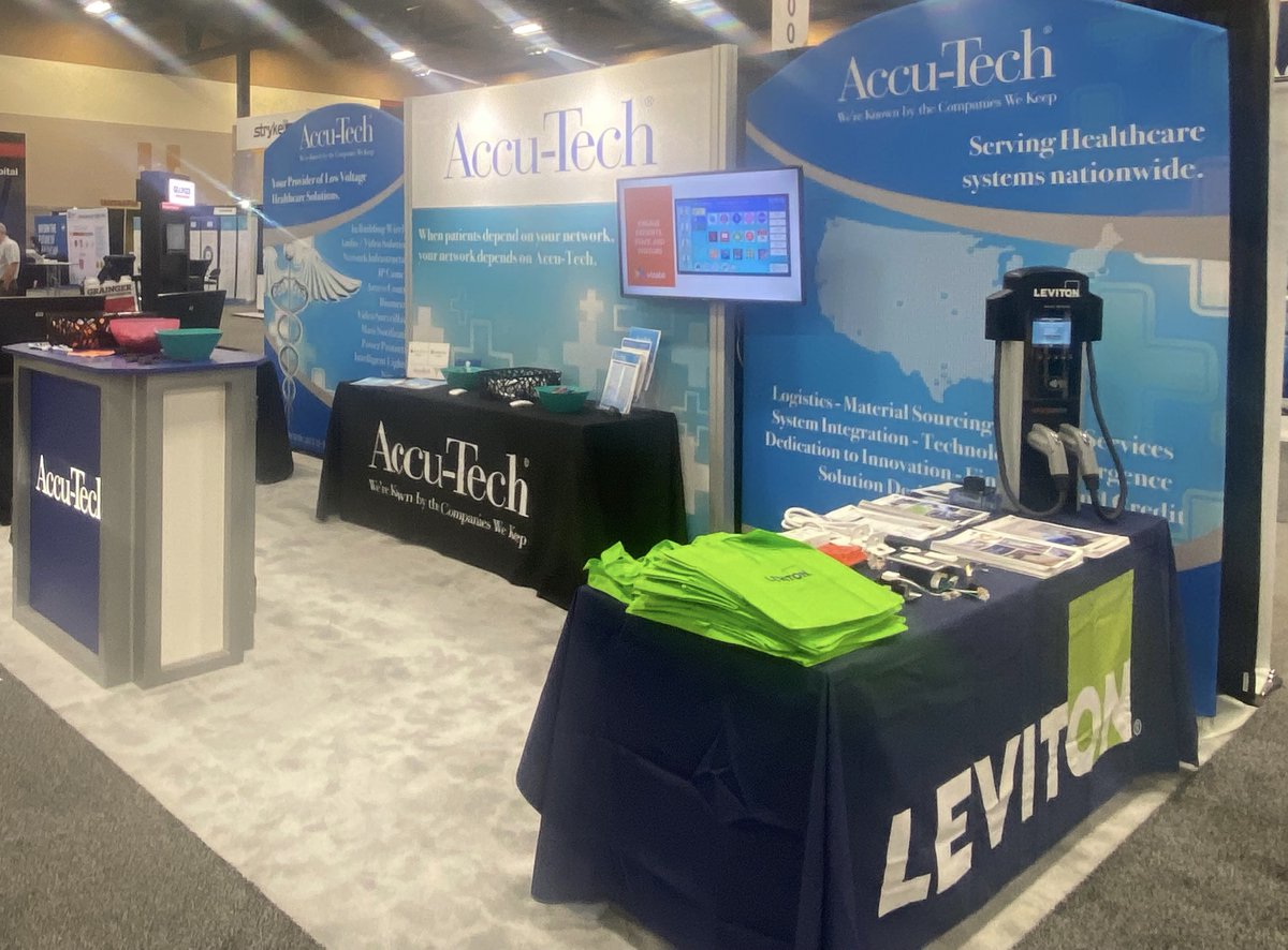 Accu_Tech's tweet photo. We're at the ASHE PDC Summit this week in Phoenix, AZ with Leviton and VIzabli! We're excited to show you some of the innovative technologies we offer for Healthcare facilities, from #EV Charging Stations to Acute Care Engagement Solutions (ACE) π₯ #PDCSummit #ASHEPDC https://t.co/gTr1APYU7B