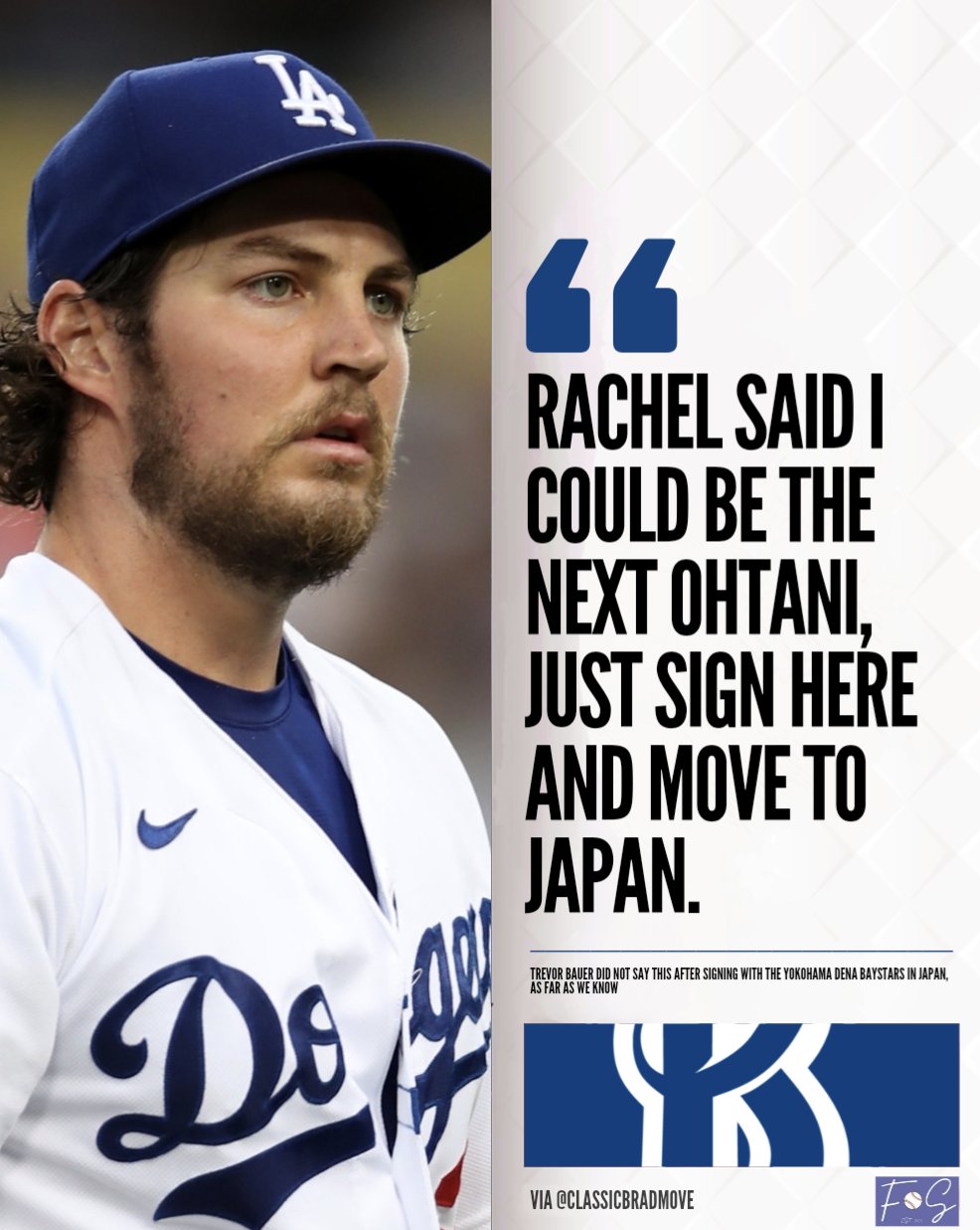 FAX Sports: MLB on X: Trevor Bauer on agreeing to play for the Yokohama  DeNA BayStars  / X