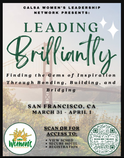 Have you secured a spot for the 2nd Annual @CALSAWLN Symposium? Join in sharing & discovering the gems of inspiration that fuel our mind, body, & spirit, empowering us to #LeadBrilliantly! Register now: bit.ly/3Esgrzd #CALSAWLS23 @CALSAfamilia @Walker1Dr @zjgalvan