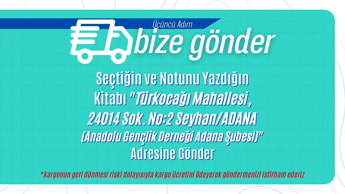 📙📝🚚 Kitap Kardeşliği 📙📝🚚

📙 Kitabını Seç⤵
     📝Notunu Yaz⤵
         🚚Bize Gönder⤵
              🫂Senin de Bir Kitap Kardeşin Olsun

#MahalledeyizLiselerdeyiz
#KitapKardeşliği