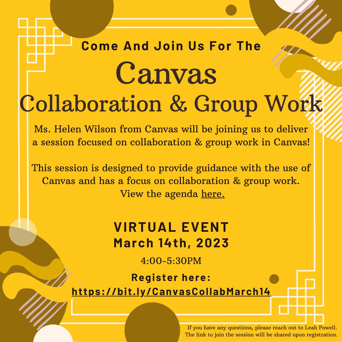 GranvilleTechPD's tweet photo. Join us tomorrow for a learning opportunity focusing on Collaboration and Group Work in Canvas! Register Here: https://t.co/EFDsBpo2g6 https://t.co/o3NWgStml9