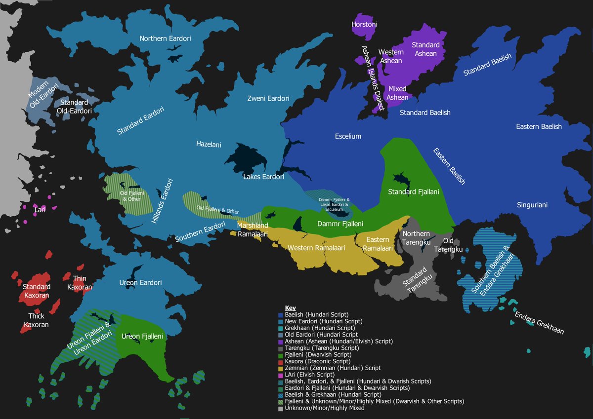 KoposArt's tweet photo. I wasn't able to work today following an eye appointment which gave me super diluted pupils &amp; blurry vision + awful weather!

I napped &amp; felt  better, so worked on #conlang #worldbuilding in #Endara. To map out language &amp; regional dialects. 

#ttrpg https://t.co/evGPIqJNXR