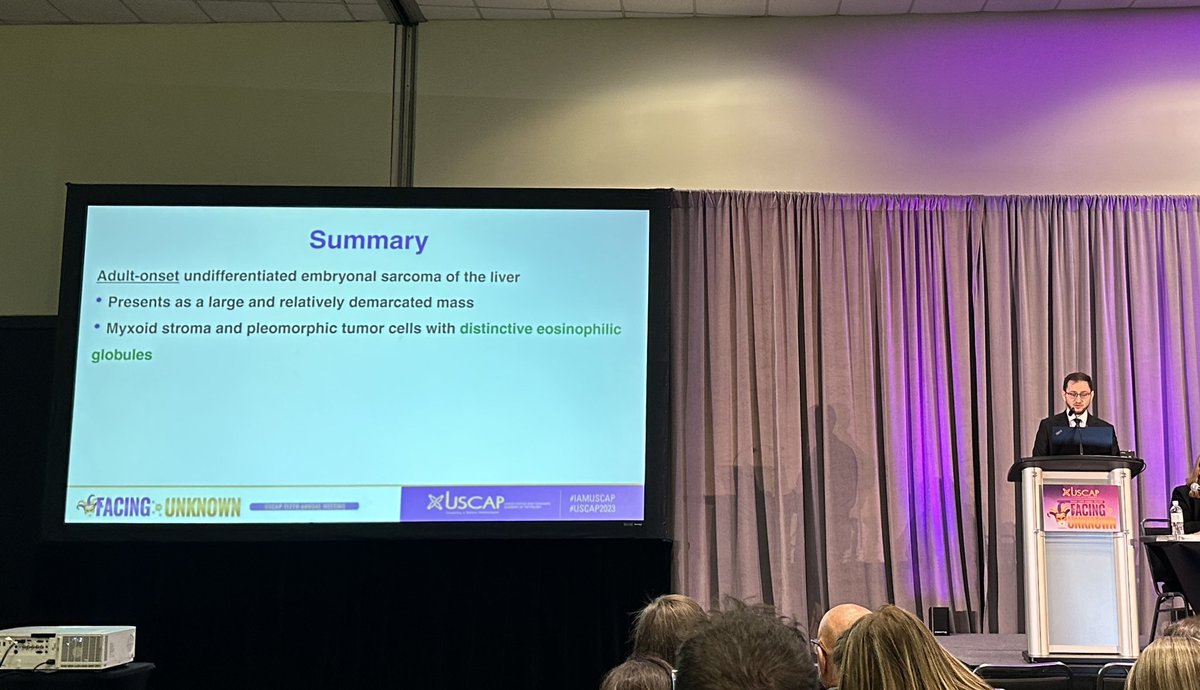 One of our team's abstracts for <a href="/TheUSCAP/">USCAP</a> #USCAP2023 focusing on ADULT onset Undifferentiated Embryonal Sarcomas of the Liver just presented by <a href="/MEArslanMD/">Mustafa Erdem Arslan, MD, FACP</a> #uscap23 🎉🎉🎉
