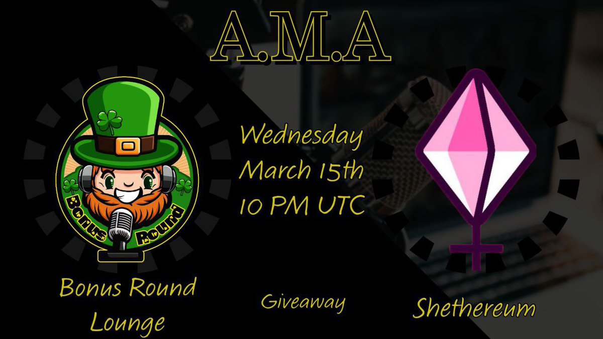 shethereumtoken's tweet photo. Join us, for a live AMA with Bonus Round Lounge! Wednesday March 15th 10pm UTC 🍀💖 You don’t want to miss it ! #Shethereum #FemaleBlockchainRevolution 

https://t.co/LC7mFoVTlP https://t.co/VqzCym4lqA