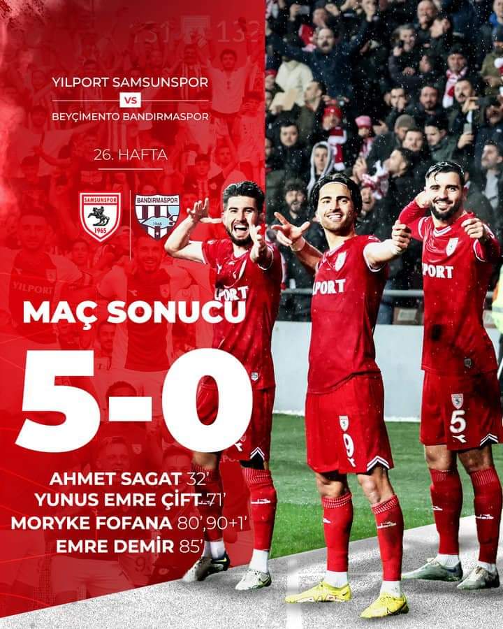 hasande99332042's tweet photo. Tebrikler Şampiyon👏👏👏
Yılport Samsunspor 5 - 0 Beyçimento Bandırmaspor
#SAMvBAN https://t.co/4YyxliRzxE