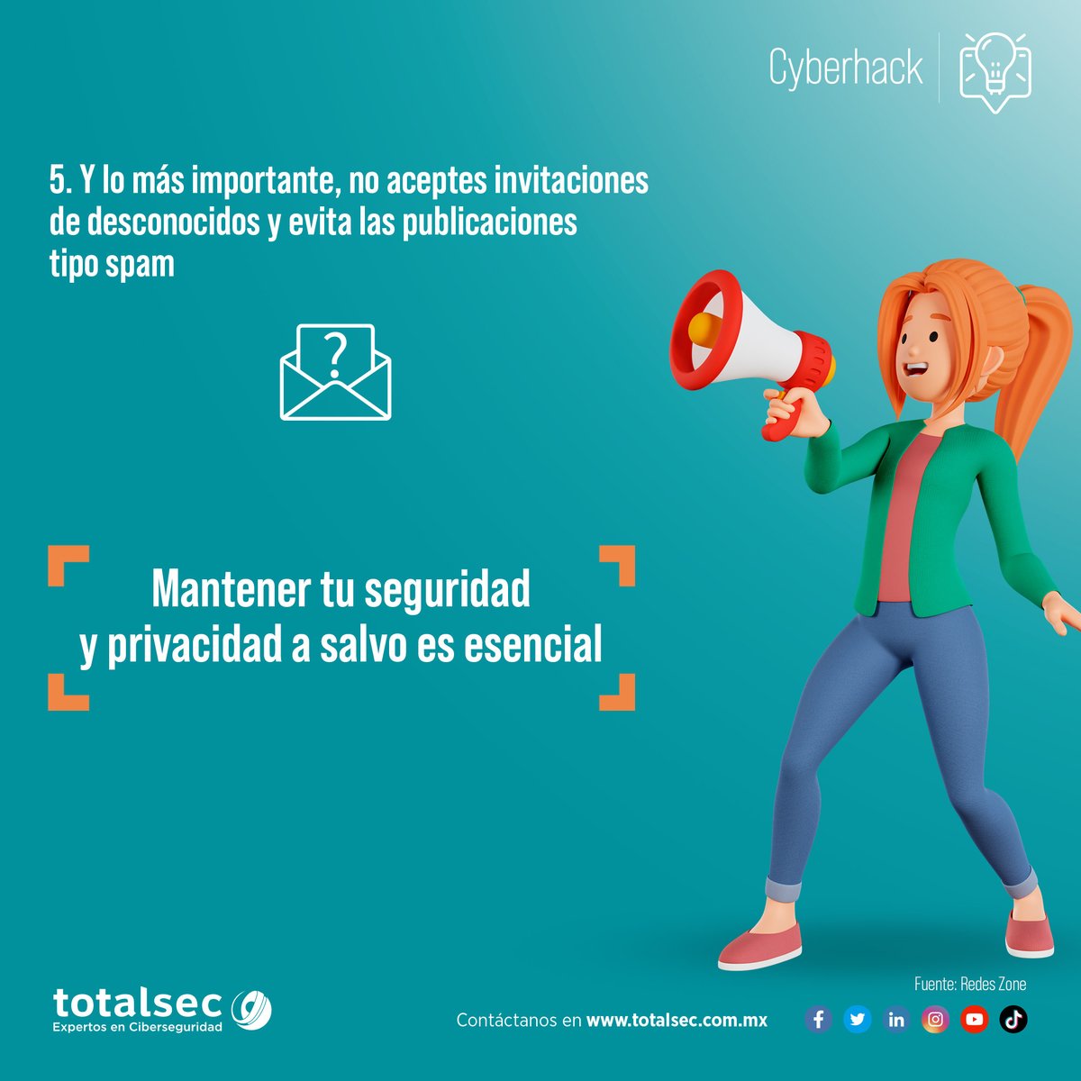 totalcybersec's tweet image. ¡Ponle un alto a la #ciberdelincuencia! 🛑
Así puedes proteger tu seguridad y privacidad en las #RedesSociales. 🤓🔒
Revisa nuestro #CyberHack e infórmate con #Totalsec en TikTok 👇
tiktok.com/@totalsecmx
