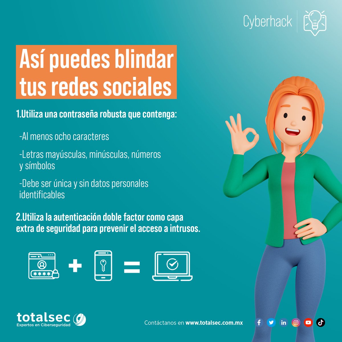 totalcybersec's tweet image. ¡Ponle un alto a la #ciberdelincuencia! 🛑
Así puedes proteger tu seguridad y privacidad en las #RedesSociales. 🤓🔒
Revisa nuestro #CyberHack e infórmate con #Totalsec en TikTok 👇
tiktok.com/@totalsecmx