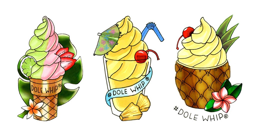 stephaniegobby's tweet image. It’s been 5 years — almost to the day —since I illustrated a handful of Dole Whip temporary tattoos. Pineapple will forever be my favorite but I can’t wait to try mango! #dolewhip